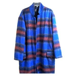 Free people plaid long and lean overcoat